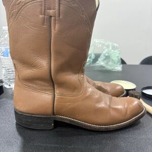 Moranco Weslaco TX Roper Boots Men’s 10 Tan Leather Western Cowboy Round Toe